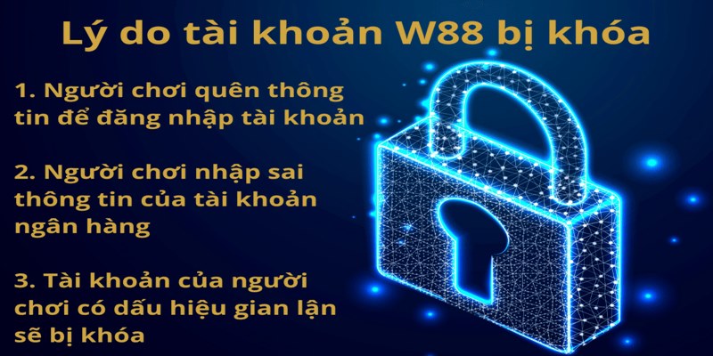 Đôi khi tài khoản có thể bị khóa do bạn nhập sai mật khẩu trên W88